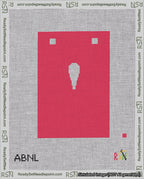 A taped needlepoint canvas with the design: Banner 18 mesh count Squared Apostrophe White on Red.