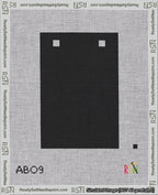 A taped needlepoint canvas with the design: Banner 18 mesh count Squared Blank Black.