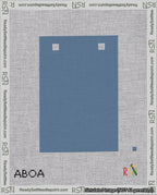 A taped needlepoint canvas with the design: Banner 18 mesh count Squared Blank Blue.