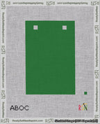 A taped needlepoint canvas with the design: Banner 18 mesh count Squared Blank Green.