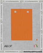 A taped needlepoint canvas with the design: Banner 18 mesh count Squared Blank Orange.