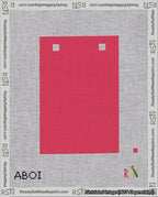 A taped needlepoint canvas with the design: Banner 18 mesh count Squared Blank Red.