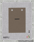 A taped needlepoint canvas with the design: Banner 18 mesh count Squared Dash Black on Brown.