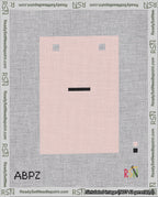 A taped needlepoint canvas with the design: Banner 18 mesh count Squared Dash Black on Pink.