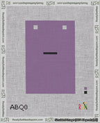 A taped needlepoint canvas with the design: Banner 18 mesh count Squared Dash Black on Purple.