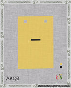 A taped needlepoint canvas with the design: Banner 18 mesh count Squared Dash Black on Yellow.