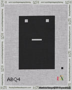 A taped needlepoint canvas with the design: Banner 18 mesh count Squared Dash White on Black.