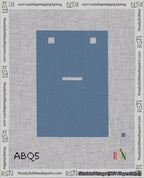 A taped needlepoint canvas with the design: Banner 18 mesh count Squared Dash White on Blue.