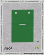 A taped needlepoint canvas with the design: Banner 18 mesh count Squared Dash White on Green.