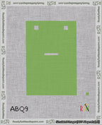 A taped needlepoint canvas with the design: Banner 18 mesh count Squared Dash White on Light Green.