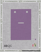 A taped needlepoint canvas with the design: Banner 18 mesh count Squared Dash White on Purple.