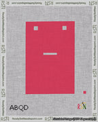 A taped needlepoint canvas with the design: Banner 18 mesh count Squared Dash White on Red.