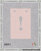 A taped needlepoint canvas with the design: Banner 18 mesh count Squared Exclamation White on Pink.