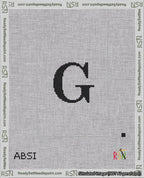 A taped needlepoint canvas with the design: Banner 18 mesh count Squared G Black on White.