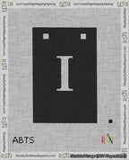 A taped needlepoint canvas with the design: Banner 18 mesh count Squared I White on Black.