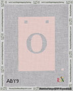 A taped needlepoint canvas with the design: Banner 18 mesh count Squared O White on Pink.