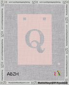 A taped needlepoint canvas with the design: Banner 18 mesh count Squared Q White on Pink.
