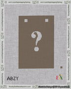 A taped needlepoint canvas with the design: Banner 18 mesh count Squared Question White on Brown.