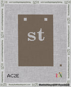 A taped needlepoint canvas with the design: Banner 18 mesh count Squared st White on Brown.