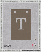 A taped needlepoint canvas with the design: Banner 18 mesh count Squared T White on Brown.