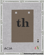 A taped needlepoint canvas with the design: Banner 18 mesh count Squared th Black on Brown.