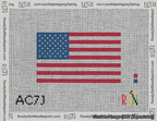 A taped needlepoint canvas with the design: American Flag Small.