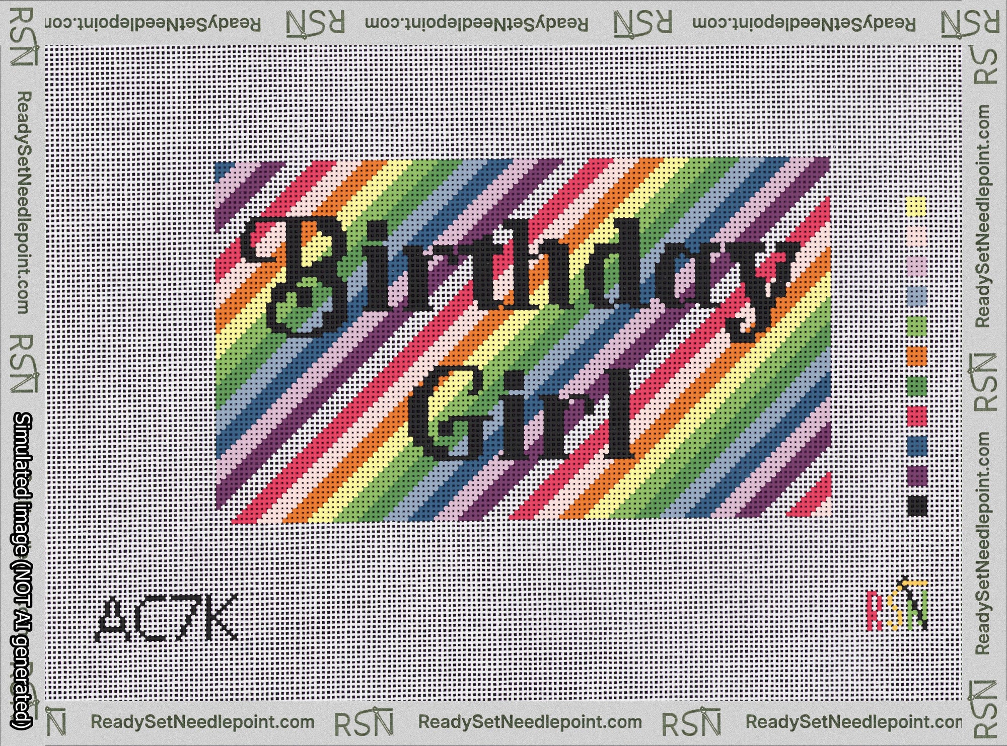 Birthday Girl Bag Insert Needlepoint Canvas Design