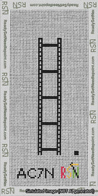 A taped needlepoint canvas with the design: Filmstrip Cuff.