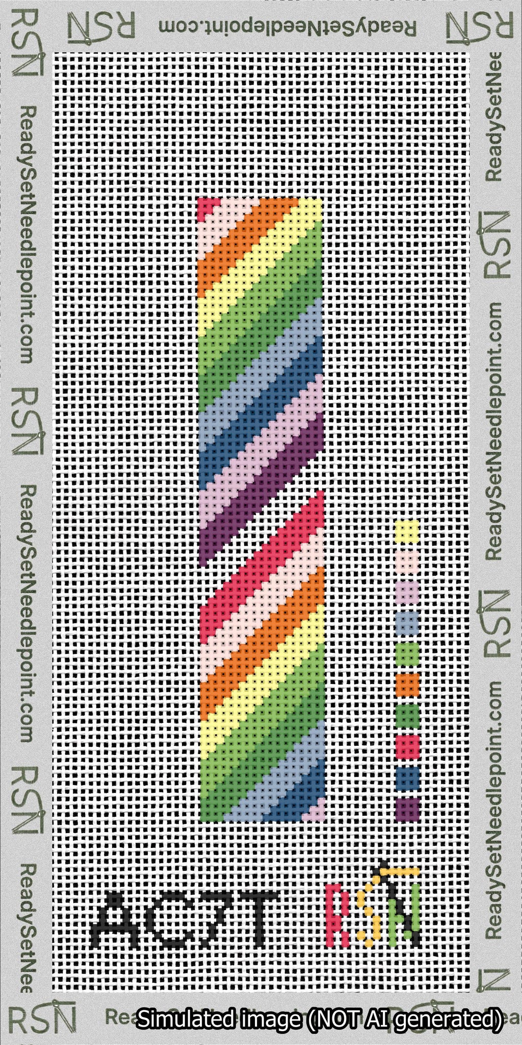 Rainbow Diagonal Stripe Cuff Needlepoint Canvas Design