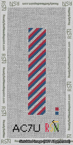 A taped needlepoint canvas with the design: Red White and Blue Cuff.