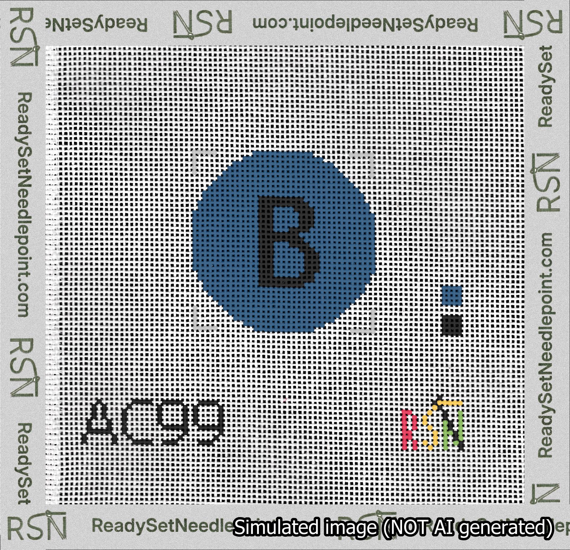 Circle Initial B Needlepoint Canvas Design