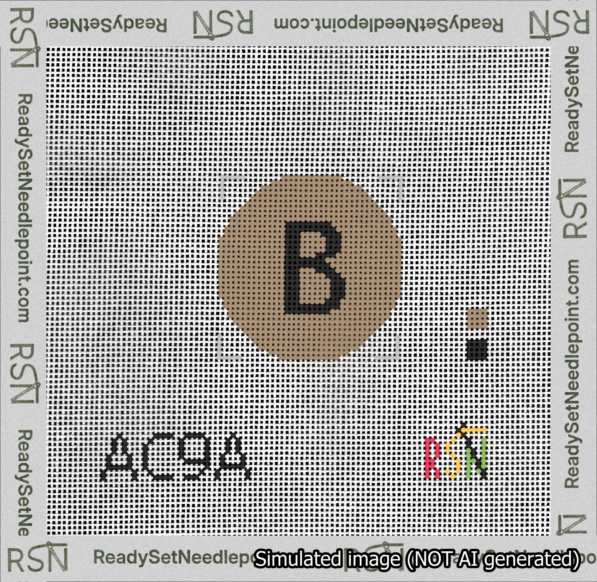 Circle Initial B Needlepoint Canvas Design