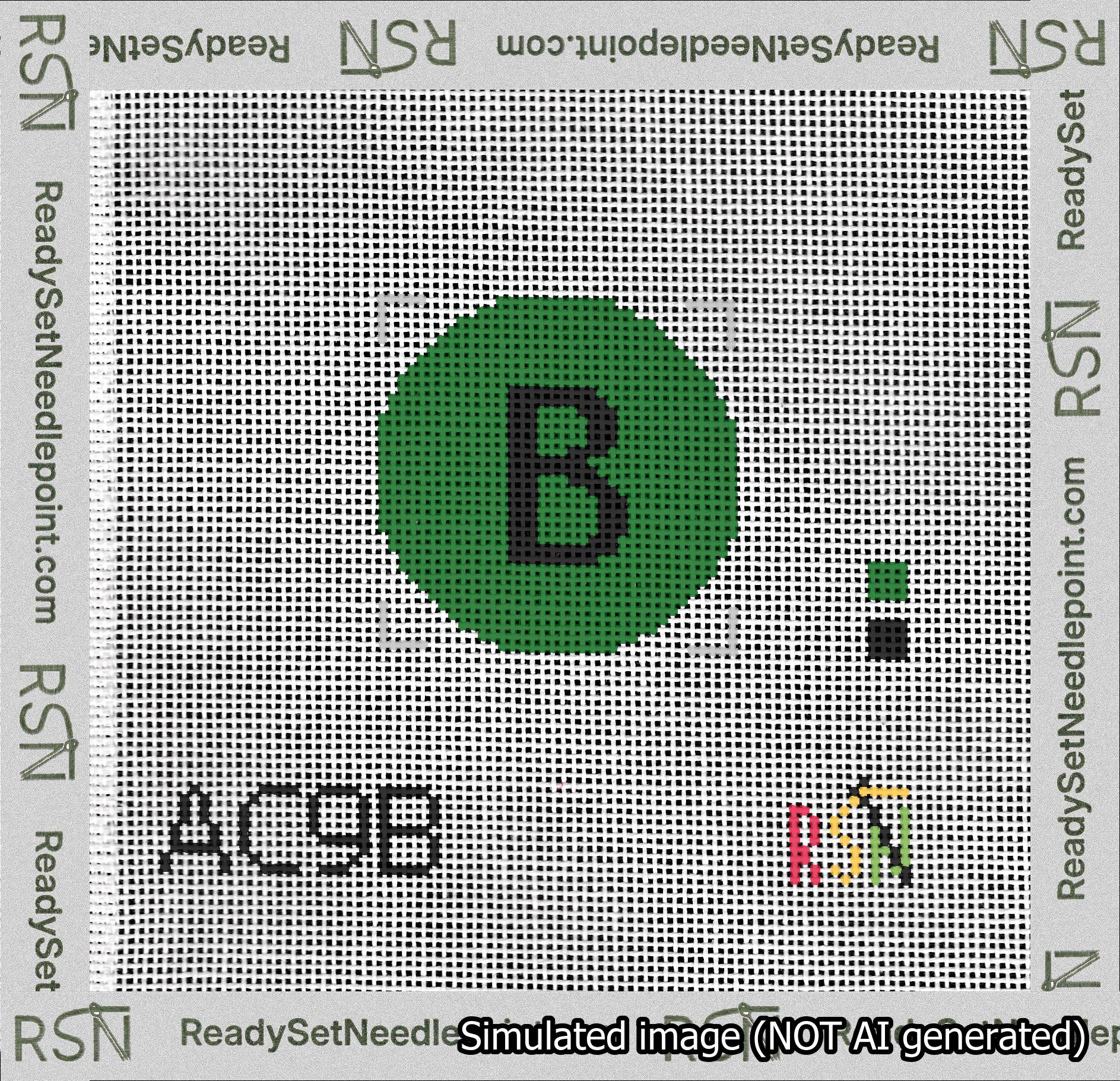 Circle Initial B Needlepoint Canvas Design