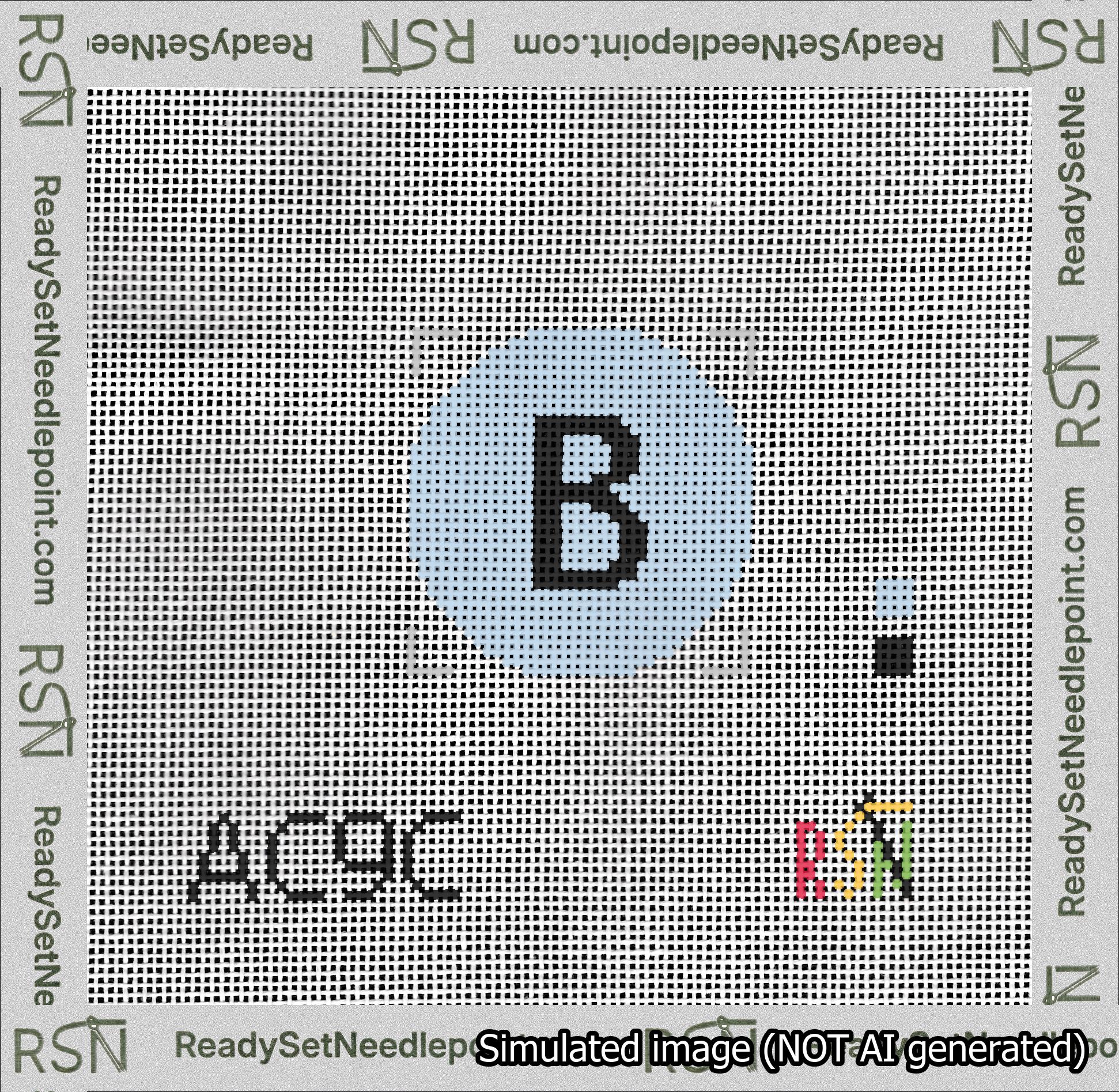 Circle Initial B Needlepoint Canvas Design