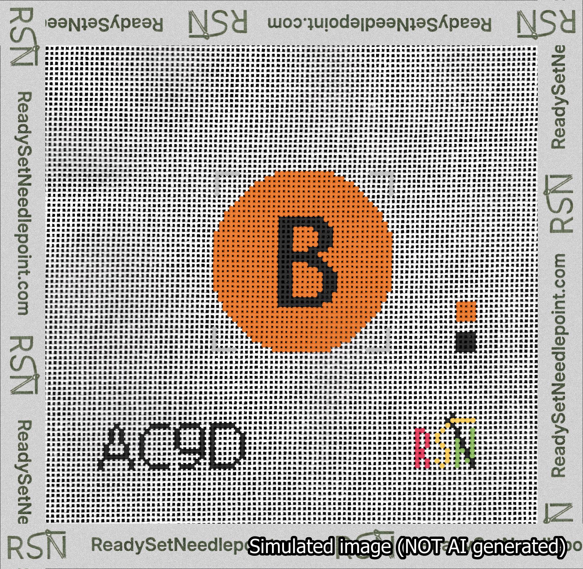 Circle Initial B Needlepoint Canvas Design
