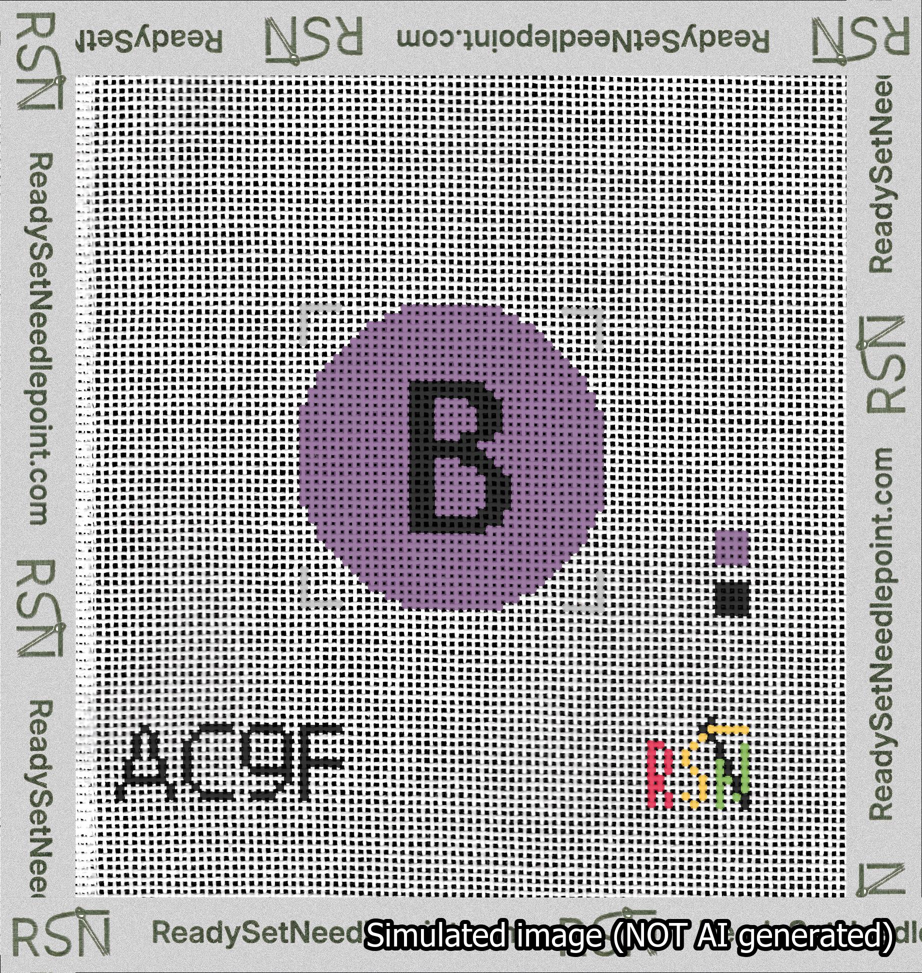 Circle Initial B Needlepoint Canvas Design