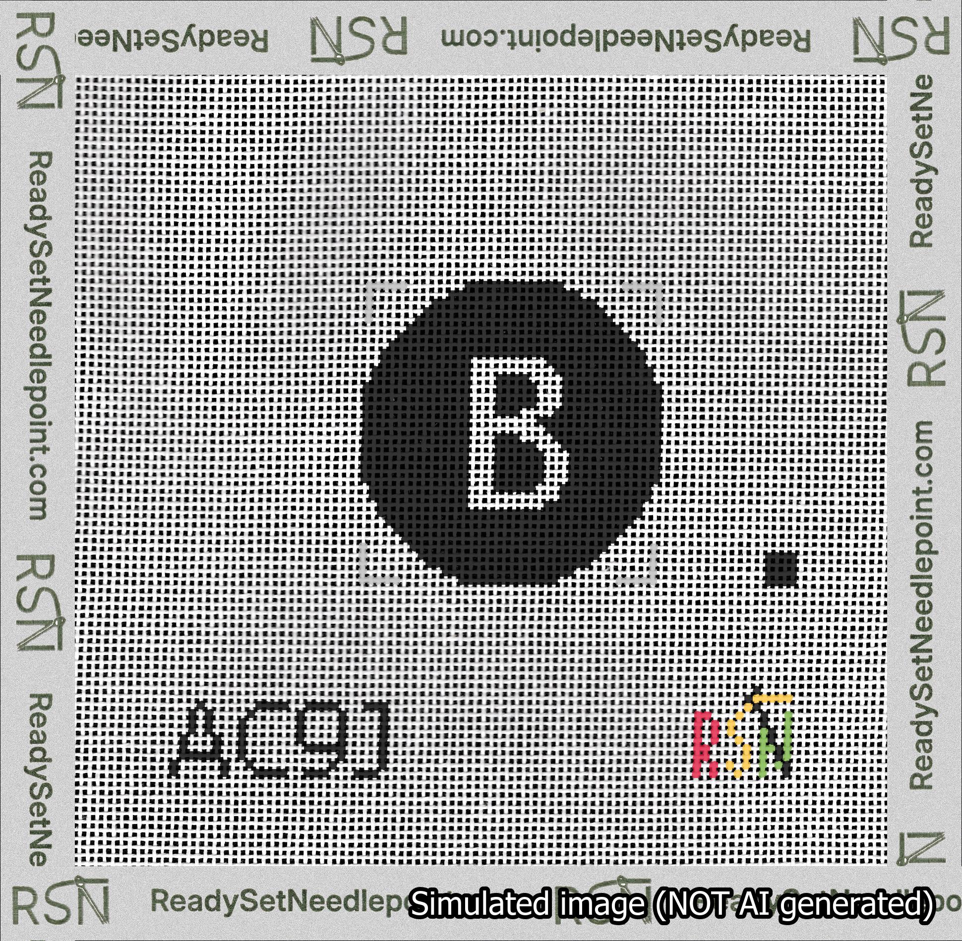 Circle Initial B Needlepoint Canvas Design