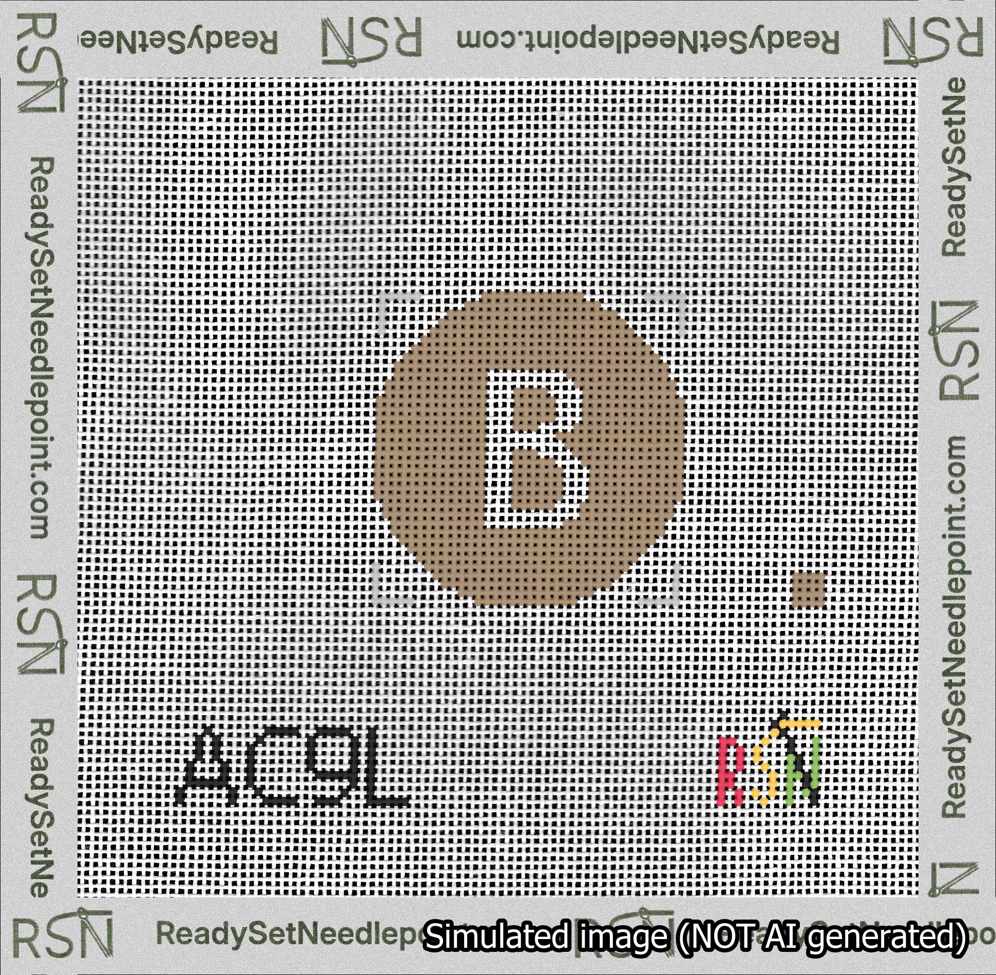 Circle Initial B Needlepoint Canvas Design