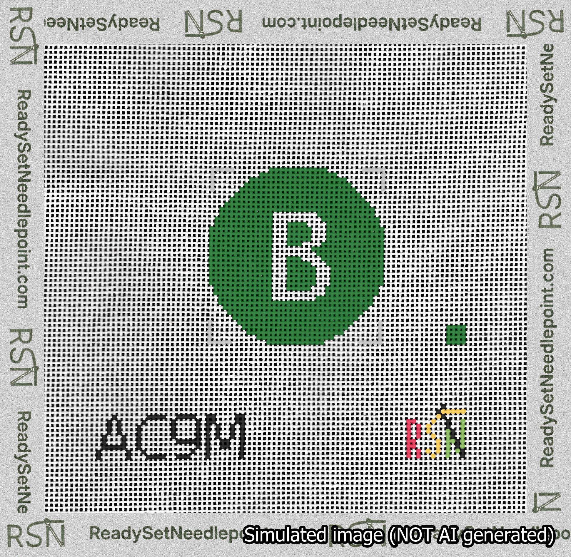 Circle Initial B Needlepoint Canvas Design