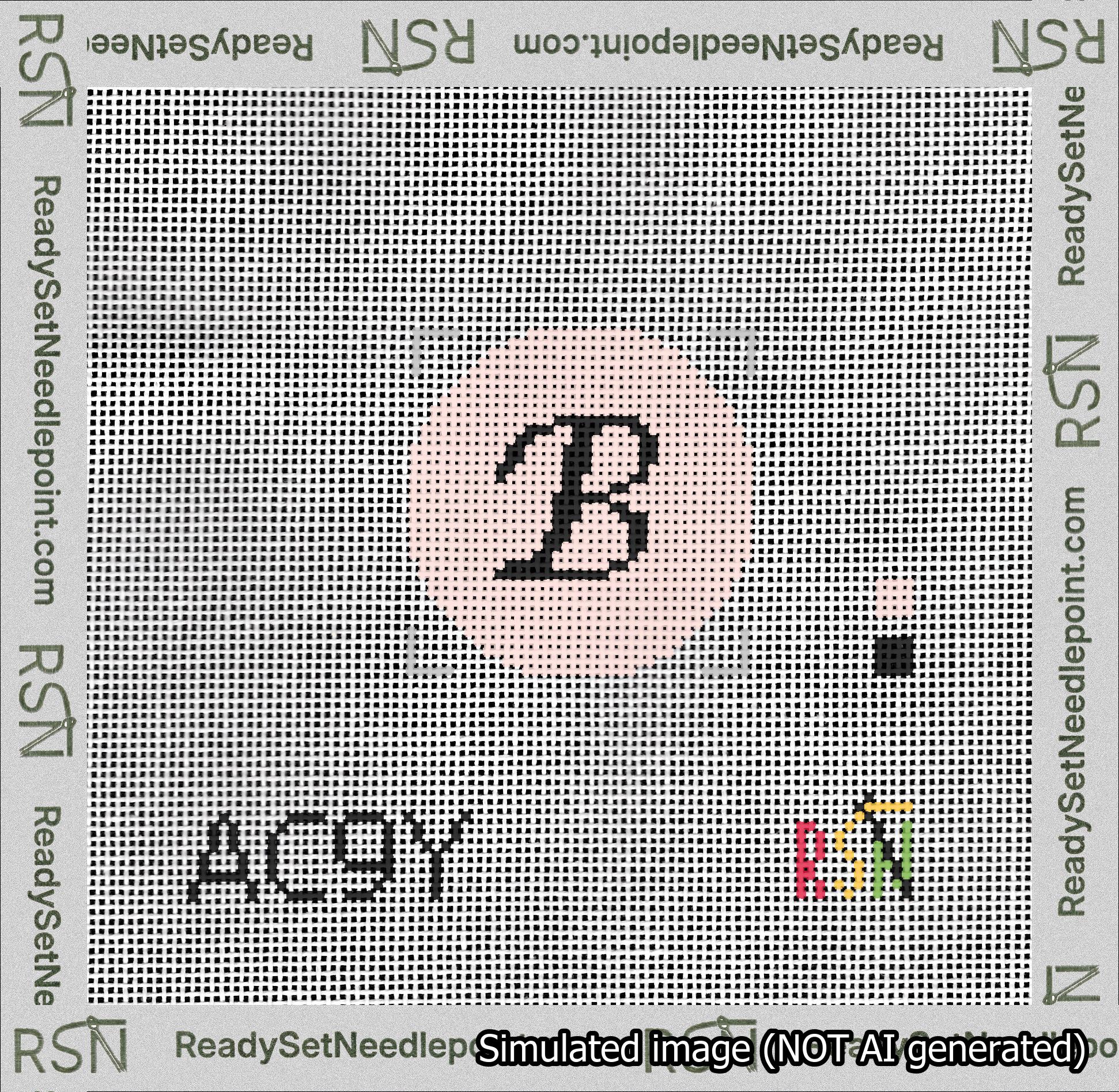 Circle Initial B Needlepoint Canvas Design
