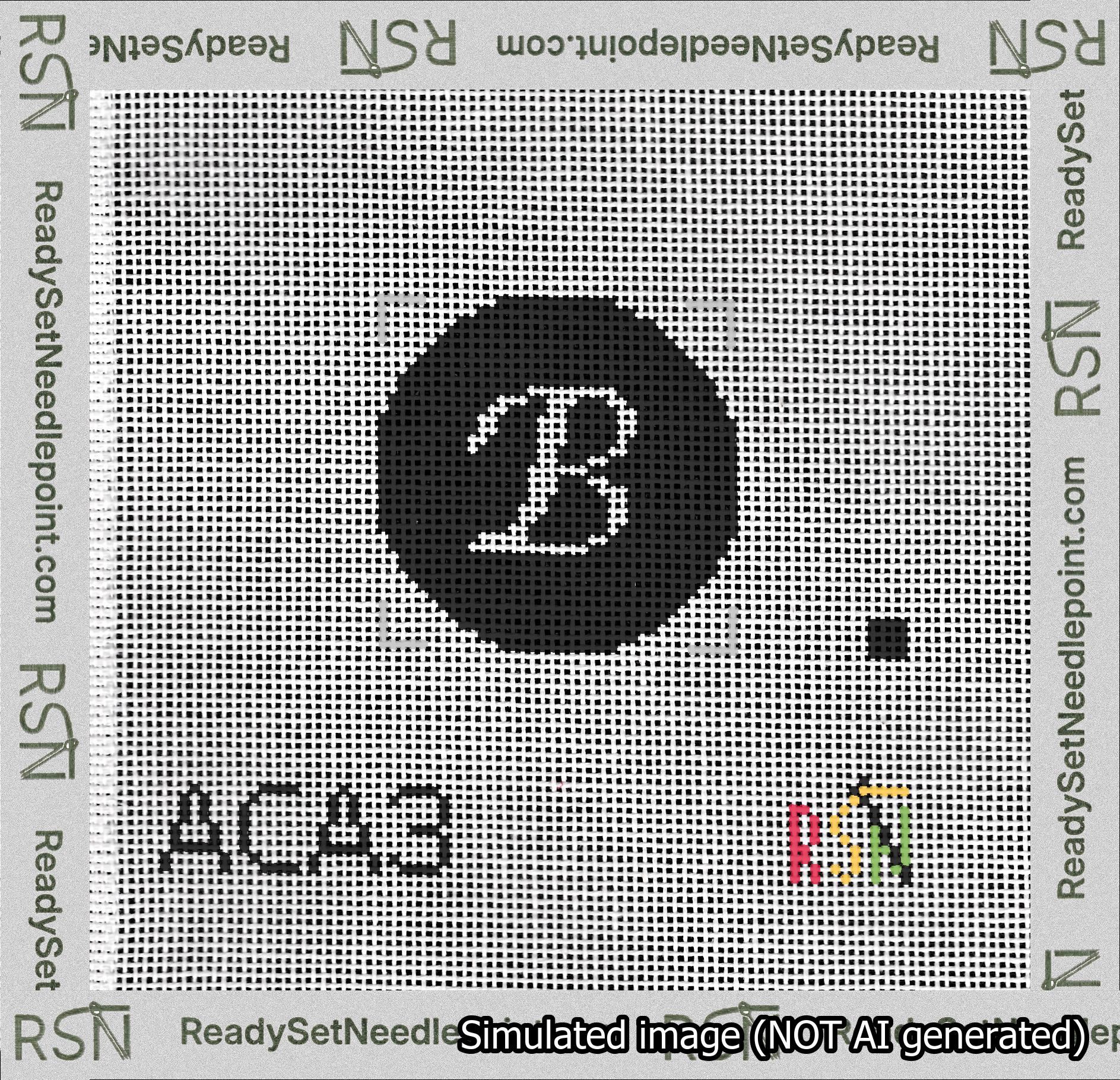 Circle Initial B Needlepoint Canvas Design