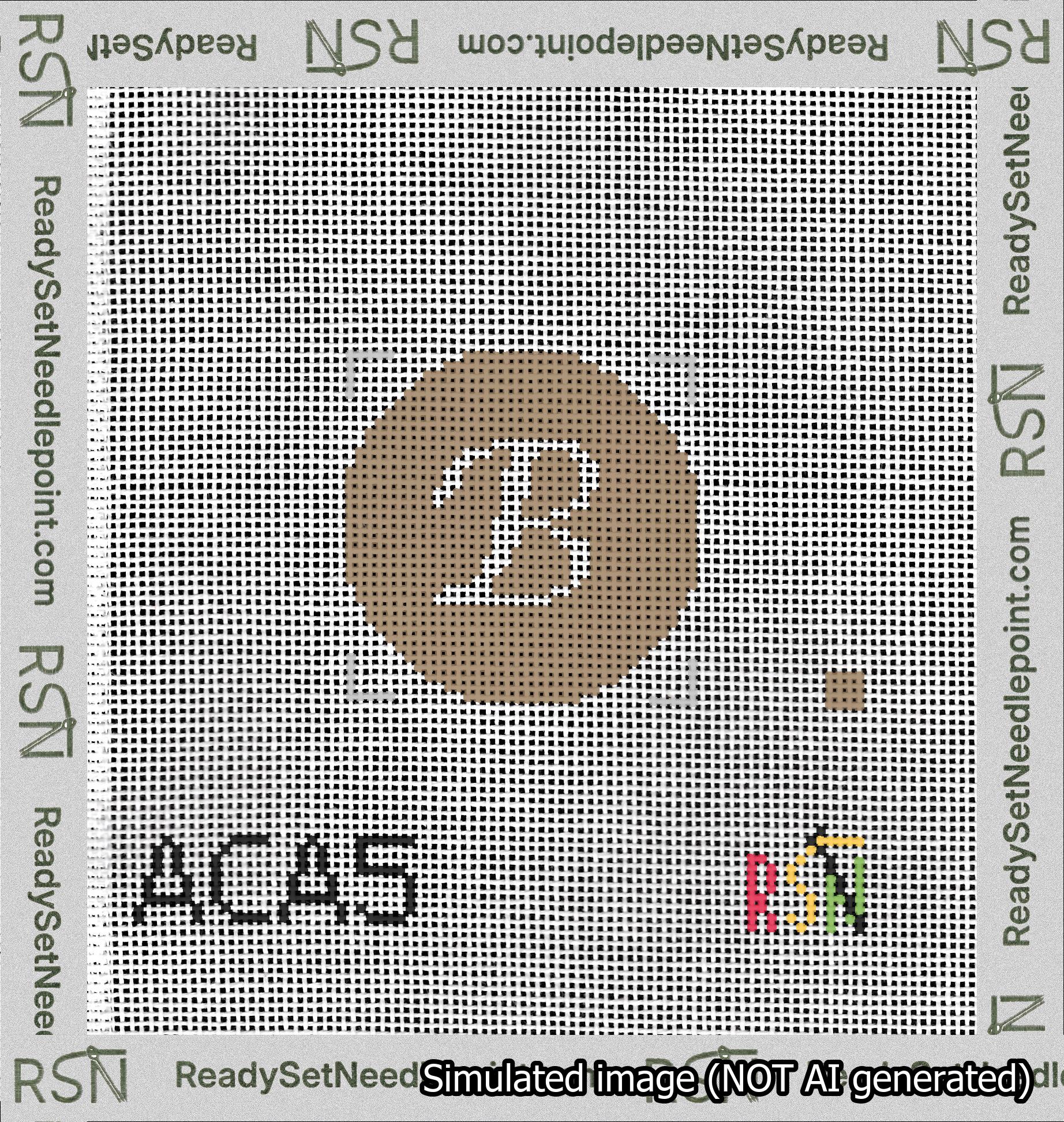 Circle Initial B Needlepoint Canvas Design