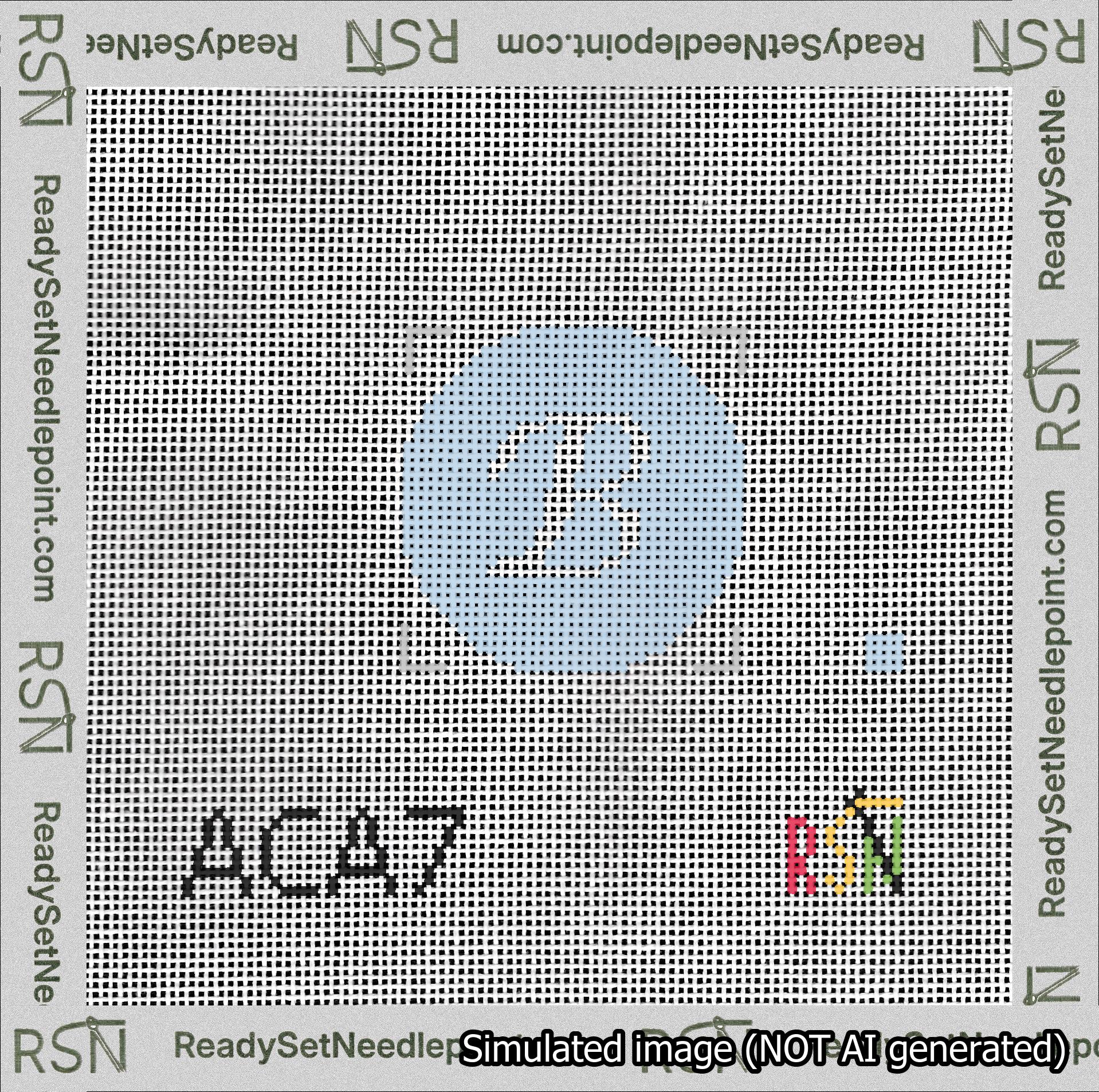 Circle Initial B Needlepoint Canvas Design