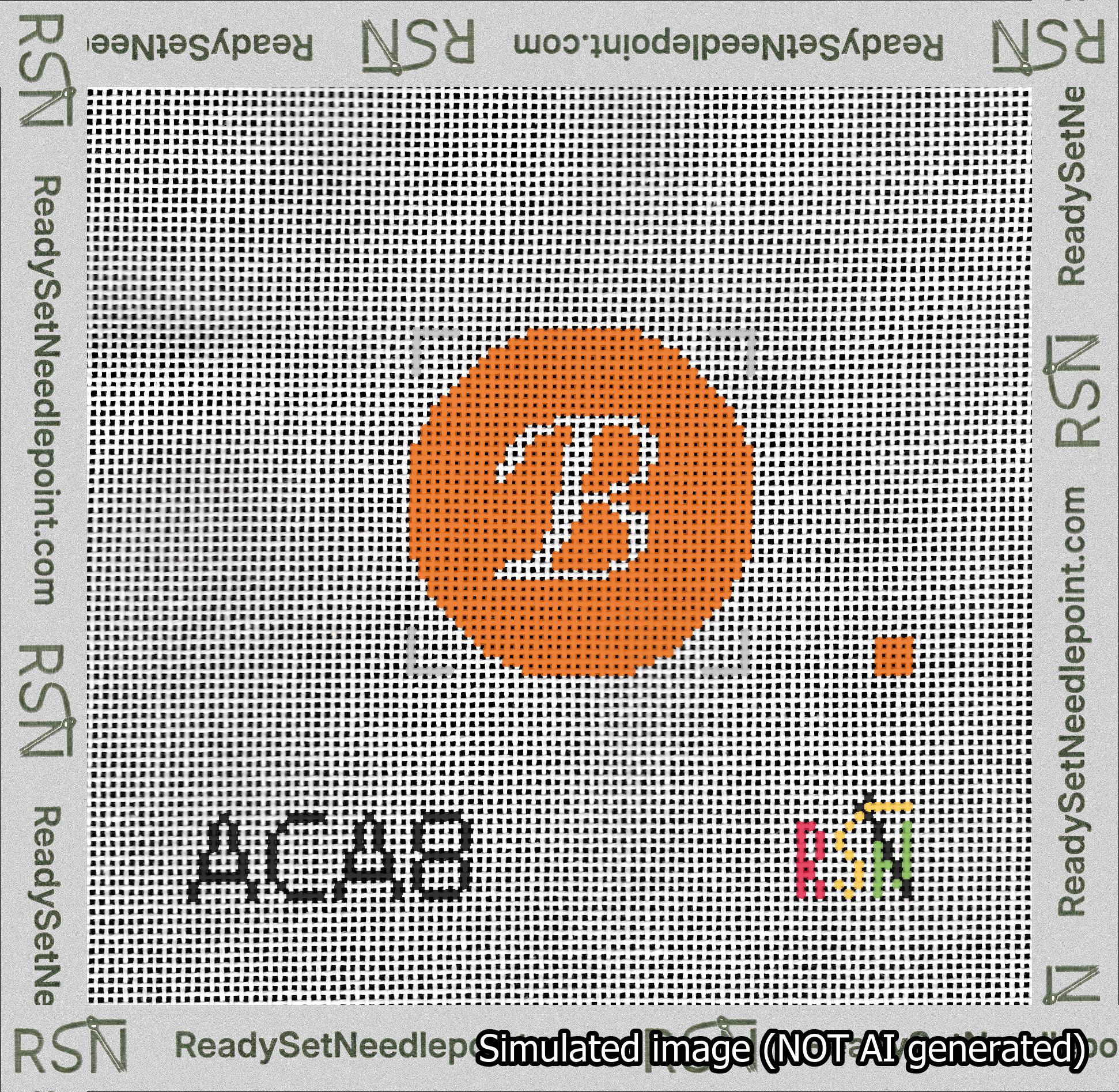 Circle Initial B Needlepoint Canvas Design