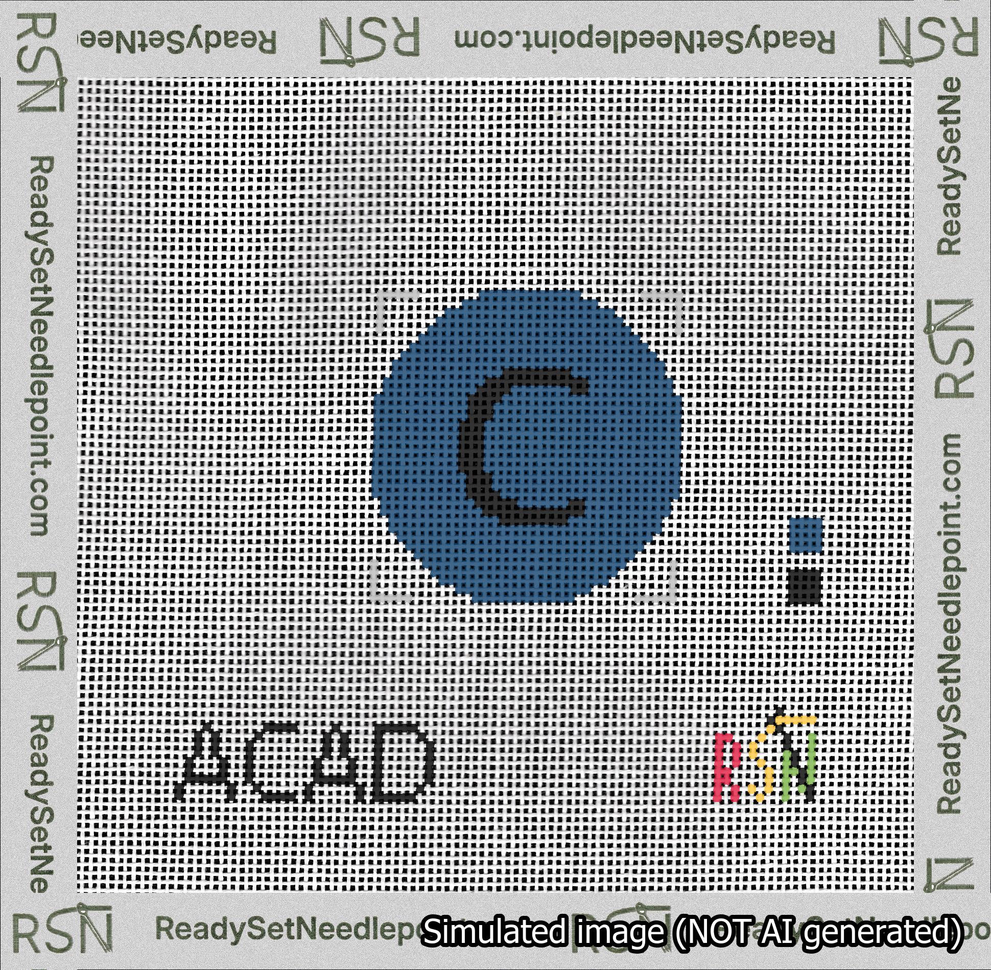 Circle Initial C Needlepoint Canvas Design