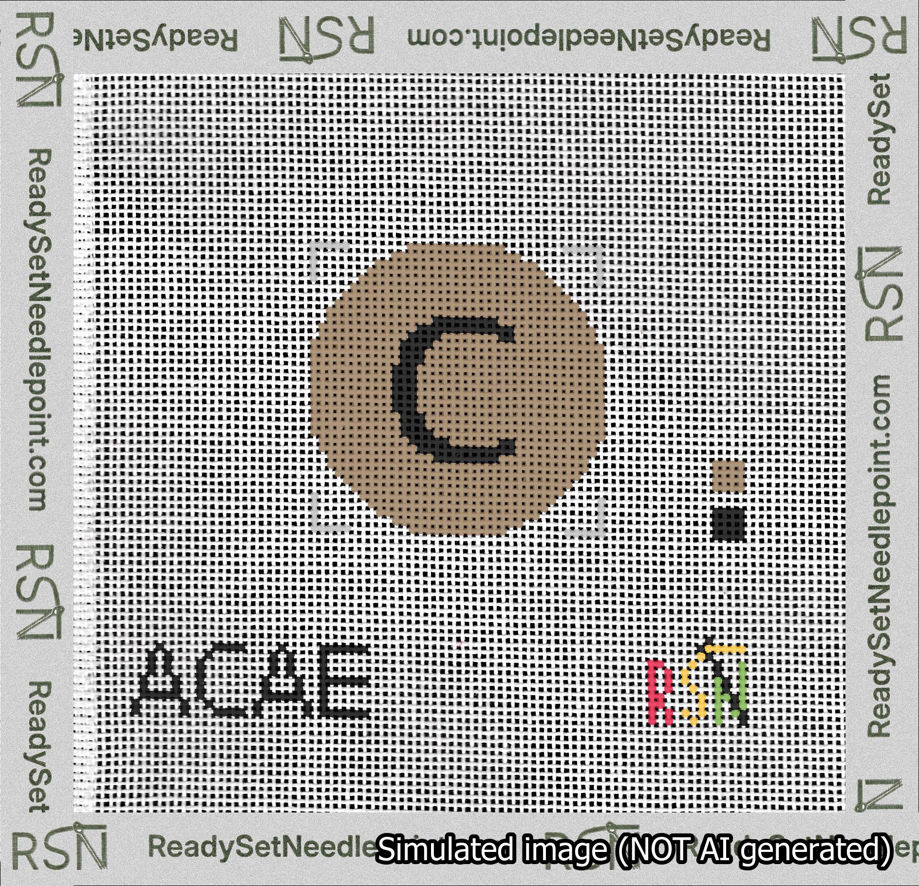 Circle Initial C Needlepoint Canvas Design