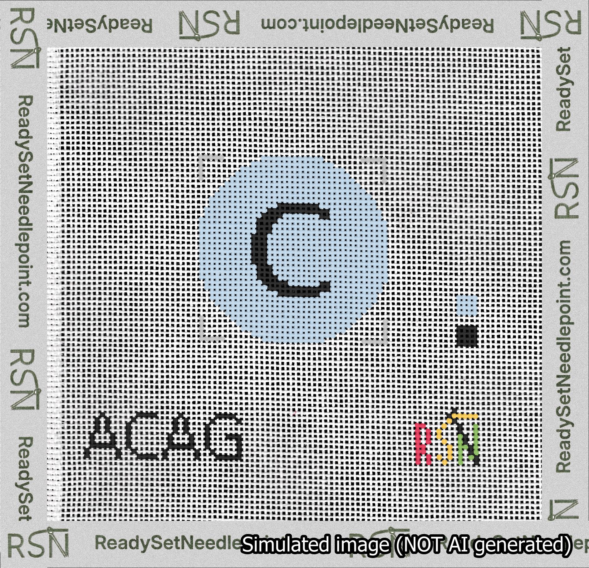 Circle Initial C Needlepoint Canvas Design