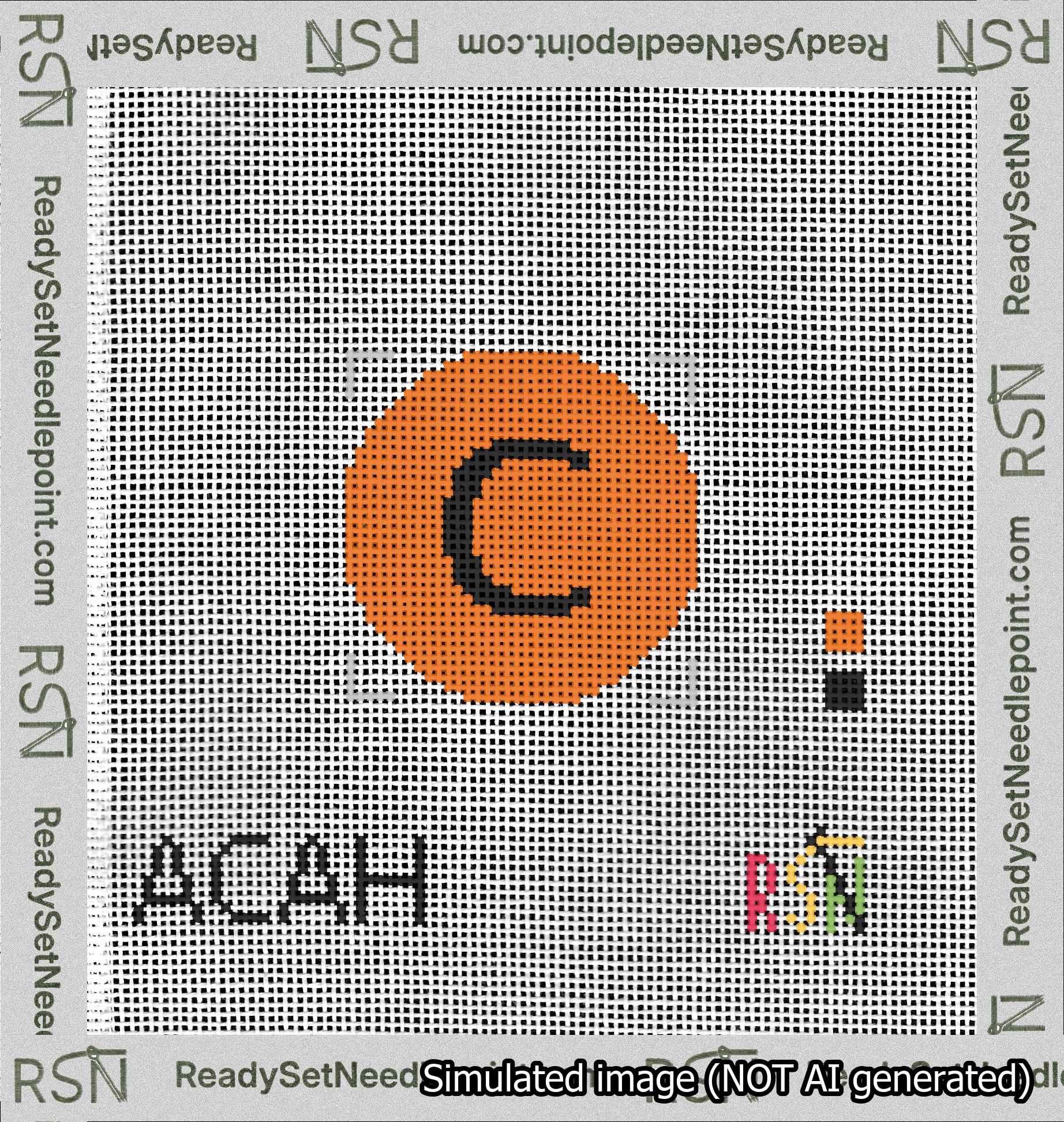 Circle Initial C Needlepoint Canvas Design