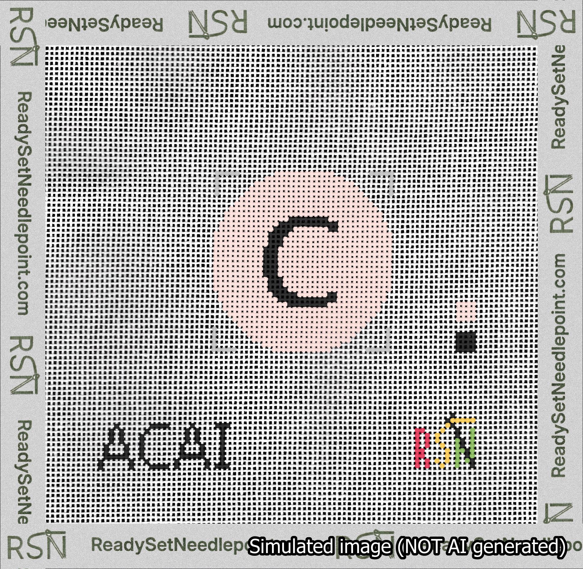 Circle Initial C Needlepoint Canvas Design