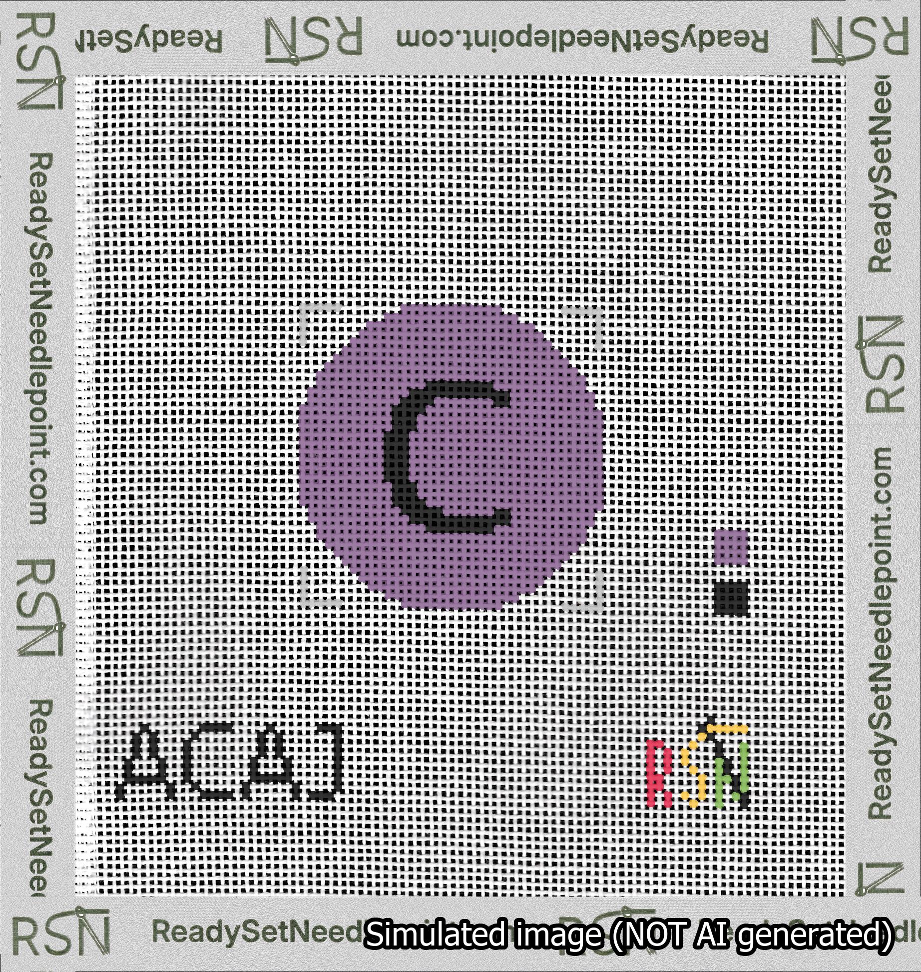 Circle Initial C Needlepoint Canvas Design